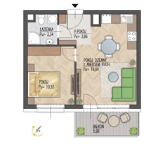 Mieszkanie, 37,77 m², 2 pokoje, piętro 1, oferta nr 11