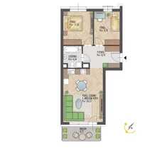 Mieszkanie, 58,27 m², 3 pokoje, piętro 1, oferta nr 135