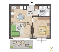 Mieszkanie, 37,77 m², 2 pokoje, piętro 2, oferta nr 16