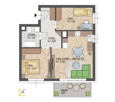 Mieszkanie, 53,92 m², 3 pokoje, piętro 3, oferta nr 21