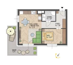 Mieszkanie, 44,17 m², 2 pokoje, piętro 1, oferta nr 53
