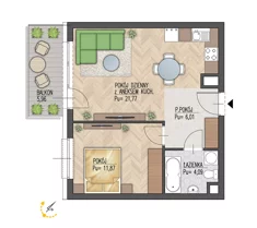 Mieszkanie, 43,74 m², 2 pokoje, piętro 2, oferta nr 79