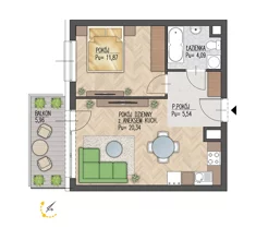 Mieszkanie, 41,84 m², 2 pokoje, piętro 2, oferta nr 80