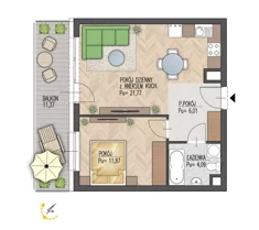 Mieszkanie, 43,74 m², 2 pokoje, piętro 4, oferta nr 87
