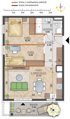 Mieszkanie, 51,89 m², 3 pokoje, piętro 2, oferta nr 4C/19