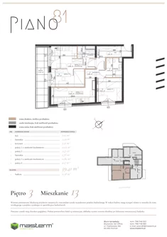 Mieszkanie, 60,24 m², 4 pokoje, piętro 3, oferta nr M13 - WARIANT 4-POK.