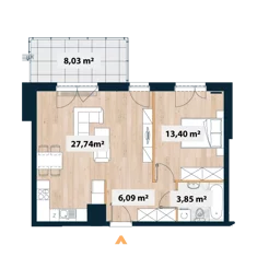 Mieszkanie, 52,24 m², 2 pokoje, piętro 3, oferta nr A/Sok-D.03.02