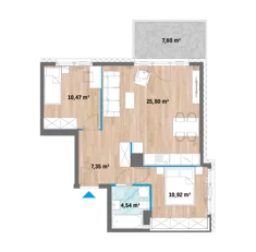 Mieszkanie, 59,18 m², 3 pokoje, piętro 1, oferta nr 12/F2-A.01.04