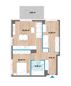 Mieszkanie, 60,22 m², 3 pokoje, piętro 1, oferta nr 12/F2-A.01.05