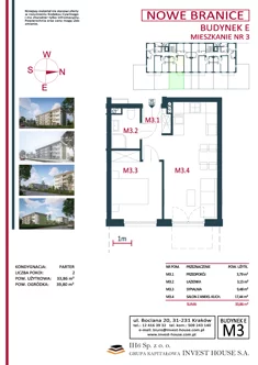 Mieszkanie, 33,86 m², 2 pokoje, parter, oferta nr M3