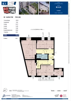 Mieszkanie, 103,59 m², 4 pokoje, piętro 5, oferta nr B1/M/5/23