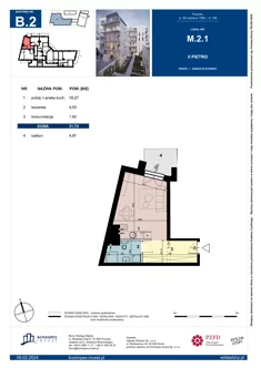 Mieszkanie, 31,72 m², 1 pokój, piętro 2, oferta nr B2/M/2/1