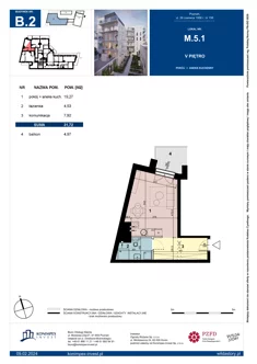 Mieszkanie, 31,72 m², 1 pokój, piętro 5, oferta nr B2/M/5/1