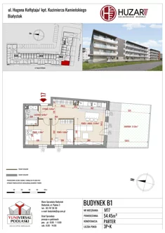 Mieszkanie, 54,45 m², 3 pokoje, parter, oferta nr B1/17