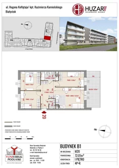 Mieszkanie, 72,01 m², 4 pokoje, piętro 1, oferta nr B1/20