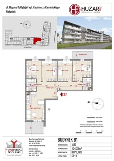 Mieszkanie, 104,32 m², 5 pokoi, piętro 3, oferta nr B1/37