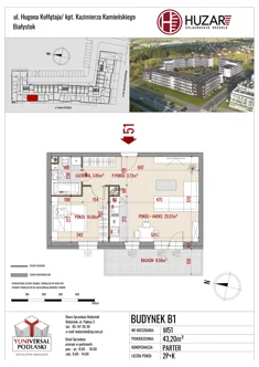 Mieszkanie, 43,20 m², 2 pokoje, parter, oferta nr B1/51