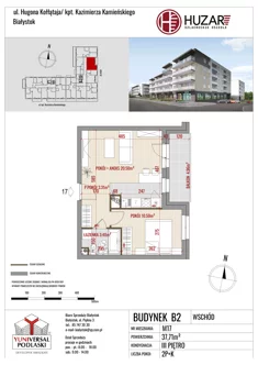 Mieszkanie, 37,71 m², 2 pokoje, piętro 3, oferta nr B2/17