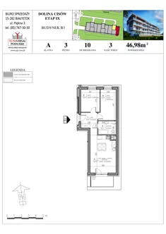 Mieszkanie, 46,98 m², 3 pokoje, piętro 3, oferta nr B3-10