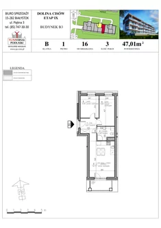 Mieszkanie, 47,01 m², 3 pokoje, piętro 1, oferta nr B3-16