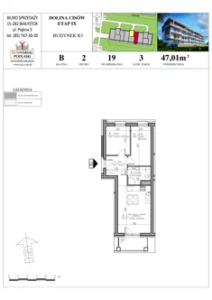 Mieszkanie, 47,01 m², 3 pokoje, piętro 2, oferta nr B3-19