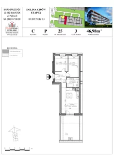 Mieszkanie, 46,98 m², 3 pokoje, parter, oferta nr B3-25