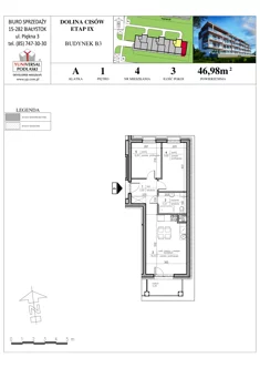 Mieszkanie, 46,98 m², 3 pokoje, piętro 1, oferta nr B3-4