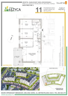 Mieszkanie, 73,60 m², 4 pokoje, piętro 2, oferta nr 2/M11