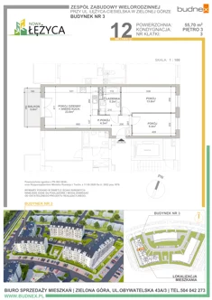 Mieszkanie, 55,70 m², 3 pokoje, piętro 3, oferta nr 3/M12