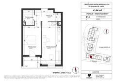 Mieszkanie, 43,64 m², 2 pokoje, piętro 1, oferta nr B14