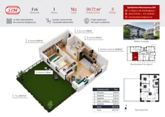 Mieszkanie, 50,72 m², 3 pokoje, piętro 1, oferta nr F16-M02