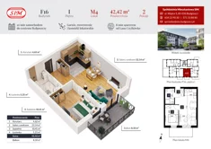 Mieszkanie, 42,42 m², 2 pokoje, piętro 1, oferta nr F16-M04