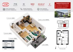 Mieszkanie, 42,42 m², 2 pokoje, piętro 4, oferta nr F16-M22