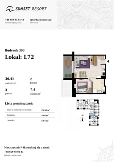 Apartament, 36,41 m², 2 pokoje, piętro 3, oferta nr L72