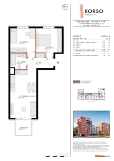 Mieszkanie, 58,48 m², 3 pokoje, piętro 3, oferta nr 48