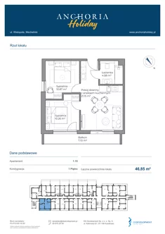 Apartament inwestycyjny, 46,85 m², 3 pokoje, piętro 1, oferta nr B_1_15