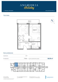 Apartament inwestycyjny, 38,58 m², 2 pokoje, piętro 2, oferta nr B_2_17