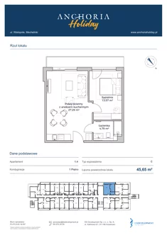 Apartament inwestycyjny, 45,41 m², 2 pokoje, piętro 1, oferta nr B_1_4