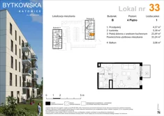 Mieszkanie, 31,58 m², 1 pokój, piętro 4, oferta nr B_33