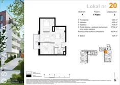 Mieszkanie, 47,00 m², 2 pokoje, piętro 1, oferta nr A_M20