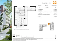 Mieszkanie, 61,42 m², 2 pokoje, piętro 1, oferta nr A_M22