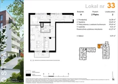 Mieszkanie, 61,36 m², 2 pokoje, piętro 2, oferta nr A_M33
