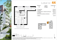 Mieszkanie, 61,37 m², 2 pokoje, piętro 3, oferta nr A_M44