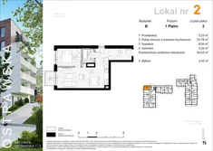 Mieszkanie, 42,77 m², 2 pokoje, piętro 1, oferta nr B_M2