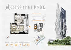 Mieszkanie, 67,83 m², 3 pokoje, piętro 23, oferta nr W140