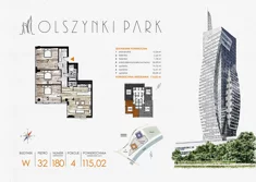 Mieszkanie, 115,02 m², 4 pokoje, piętro 32, oferta nr W180