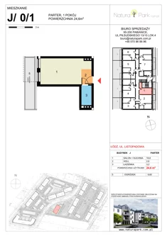 Mieszkanie, 24,60 m², 1 pokój, parter, oferta nr J/0/1