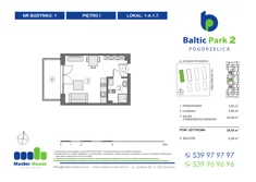 Apartament, 28,45 m², 1 pokój, piętro 1, oferta nr 1-A.1.7