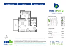 Apartament, 36,92 m², 2 pokoje, piętro 1, oferta nr 1-A.1.8