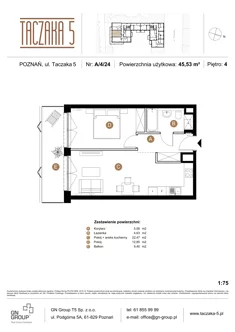 Apartament, 45,53 m², 2 pokoje, piętro 4, oferta nr A/4/24
